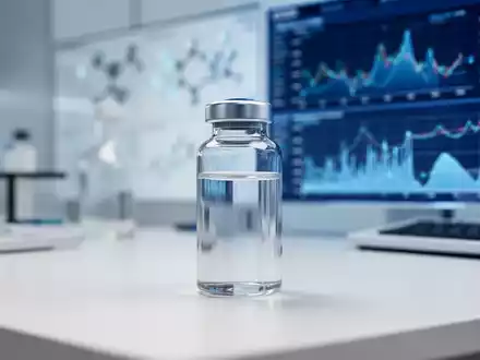 Ein modernes pharmazeutisches Labor mit medizinischen Daten im Hintergrund als Symbol für die Medikamentenentwicklung. - Foto: über boerse-global.de