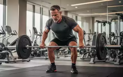 Ein fokussierter Mann über 40 führt in einem modernen Fitnessstudio ein Kreuzheben-Training aus. - Foto: über boerse-global.de