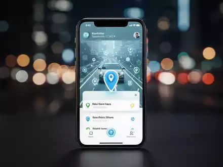 Ein Smartphone mit einer Fahrdienst-App vor einem unscharfen nächtlichen Stadtpanorama als Symbol für digitalen Betrug. - Foto: über boerse-global.de