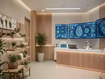 Moderne medizinische Praxis mit einer Kombination aus traditionellen Elementen und digitaler Diagnosetechnik. - Foto: über boerse-global.de