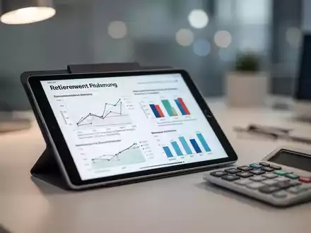 Ein Tablet mit Rentenberechnungen und ein Taschenrechner auf einem Schreibtisch als Symbol für die Rentenreform. - Foto: über boerse-global.de