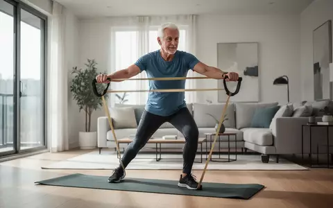 Eine sportliche Person über 50 trainiert in einem hellen Raum mit einem Widerstandsband für Kraft und Mobilität. - Foto: über boerse-global.de