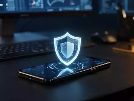 Smartphone mit digitalem Sicherheitsschild-Symbol auf dem Bildschirm, Symbol für Online-Betrugsschutz. - Foto: über boerse-global.de