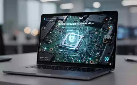 Moderner Laptop-Bildschirm mit Hardware-Sicherheitsüberprüfungsoberfläche und unscharfem Bürohintergrund. - Foto: über boerse-global.de