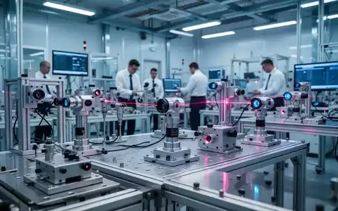 Moderne Fertigungshalle eines Verteidigungselektronik-Unternehmens mit Präzisionsoptik und technischer Ausrüstung. - Foto: über boerse-global.de