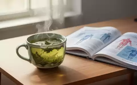 Eine dampfende Tasse grüner Tee auf einem Holztisch neben medizinischen Fachunterlagen. - Foto: über boerse-global.de