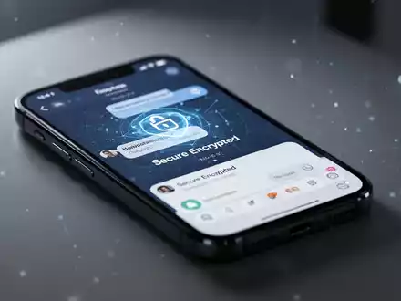 Ein Smartphone-Display zeigt eine verschlüsselte Chat-Oberfläche, die die neue Sicherheitsarchitektur für RCS symbolisiert. - Foto: über boerse-global.de