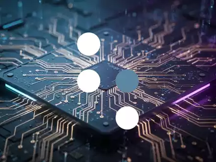 Abstrakte Darstellung eines Quantencomputer-Prozessors mit leuchtenden Schaltkreisen in futuristischem Design. - Foto: über boerse-global.de