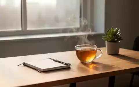 Ein aufgeräumter, lichtdurchfluteter Arbeitsplatz mit einer Teetasse und einer Pflanze als Symbol für mentale Balance. - Foto: über boerse-global.de