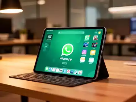 Modernes iPad mit WhatsApp-Oberfläche auf einem sauberen Schreibtisch. - Foto: über boerse-global.de
