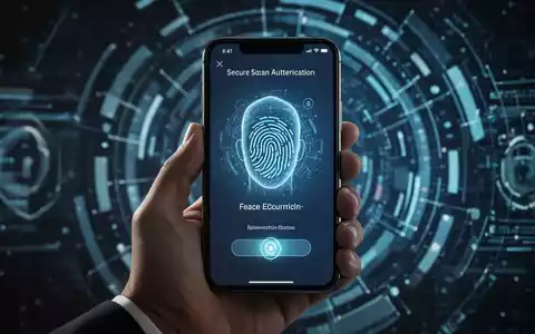 Smartphone-Bildschirm mit biometrischer Gesichtserkennung zur sicheren Anmeldung. - Foto: über boerse-global.de