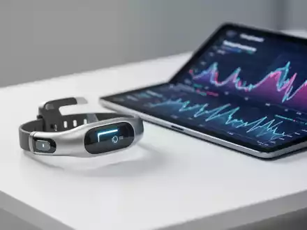 Ein moderner Atemsensor zur Stoffwechselanalyse liegt neben einem Tablet mit medizinischen Gesundheitsdaten. - Foto: über boerse-global.de