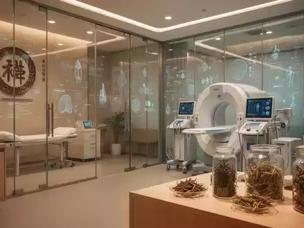Moderne medizinische Einrichtung mit digitalen Datenvisualisierungen und Elementen der Traditionellen Chinesischen Medizin. - Foto: über boerse-global.de