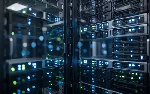 Modernes Rechenzentrum mit leuchtenden blauen Server-Racks, das die Infrastruktur der Microsoft Azure Cloud symbolisiert. - Foto: über boerse-global.de