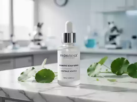Hochwertiges probiotisches Kopfhautserum in einer modernen Laborumgebung mit dezenten botanischen Elementen. - Foto: über boerse-global.de