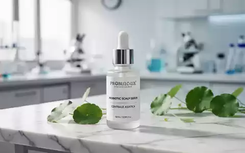 Hochwertiges probiotisches Kopfhautserum in einer modernen Laborumgebung mit dezenten botanischen Elementen. - Foto: über boerse-global.de