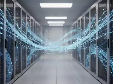 Hightech-Serverraum mit leuchtenden Glasfaserkabeln, die ein offenes KI-Ökosystem darstellen. - Foto: über boerse-global.de