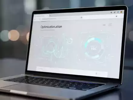 Nahaufnahme eines Laptop-Bildschirms mit Browser-Leistungsoptimierung und abstrakter Datenvisualisierung. - Foto: über boerse-global.de