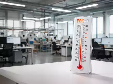 Thermometer in einem modernen Büro vor unscharfem Hintergrund zur Visualisierung von Hitzeschutz am Arbeitsplatz. - Foto: über boerse-global.de