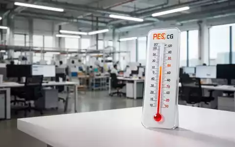 Thermometer in einem modernen Büro vor unscharfem Hintergrund zur Visualisierung von Hitzeschutz am Arbeitsplatz. - Foto: über boerse-global.de