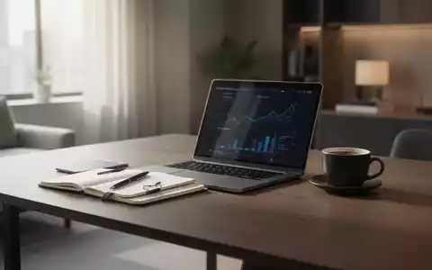 Moderner Homeoffice-Arbeitsplatz mit Laptop und Notizbuch bei hellem Tageslicht. - Foto: über boerse-global.de