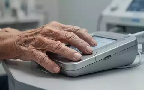 Nahaufnahme einer Hand bei einer medizinischen Untersuchung zur Messung der Griffkraft in einer klinischen Umgebung. - Foto: über boerse-global.de