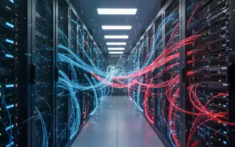 Leuchtende Glasfaserkabel in einem High-Tech-Serverraum, die digitale Infrastruktur und geopolitische Spannungen darstellen. - Foto: über boerse-global.de