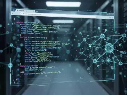 Abstrakte digitale Darstellung von JavaScript-Code in einer Browser-Umgebung zur Veranschaulichung von Arbeitsspeicher-Malware. - Foto: über boerse-global.de