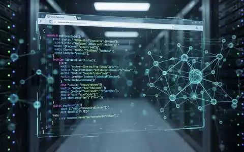 Abstrakte digitale Darstellung von JavaScript-Code in einer Browser-Umgebung zur Veranschaulichung von Arbeitsspeicher-Malware. - Foto: über boerse-global.de