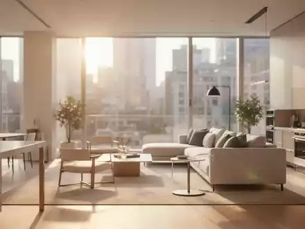 Heller, moderner Innenraum einer Wohnung mit minimalistischer Einrichtung und natürlichem Lichteinfall. - Foto: über boerse-global.de