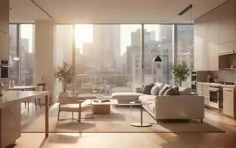 Heller, moderner Innenraum einer Wohnung mit minimalistischer Einrichtung und natürlichem Lichteinfall. - Foto: über boerse-global.de