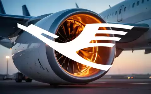 Nahaufnahme einer modernen Flugzeugturbine bei goldenem Sonnenlicht als Symbol für die Luftfahrtindustrie. - Foto: über boerse-global.de