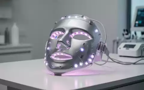 Eine moderne, medizinisch zugelassene LED-Lichttherapiemaske mit integrierter Kühltechnologie auf einem klinischen Untergrund. - Foto: über boerse-global.de