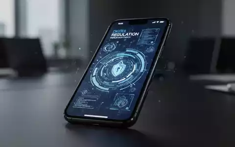 Ein Smartphone mit digitalem Interface steht im Fokus, symbolisch für die Regulierung sozialer Medien. - Foto: über boerse-global.de