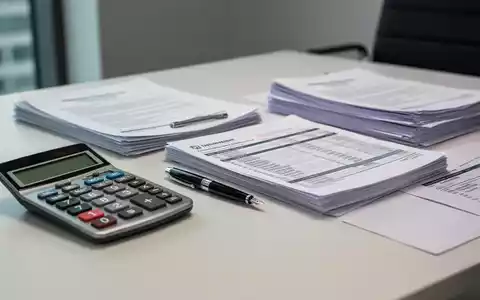 Schreibtisch mit Taschenrechner, Füllfederhalter und Gehaltsabrechnungsunterlagen in einem professionellen Büro. - Foto: über boerse-global.de