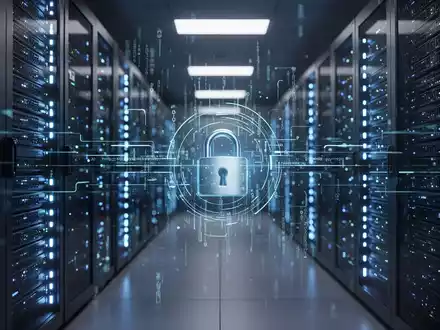 Abstraktes Bild eines modernen Serverraums mit blauen LED-Leuchten als Symbol für Cybersicherheit und IT-Bedrohungen. - Foto: über boerse-global.de