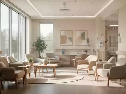 Heller, freundlich gestalteter Innenraum einer psychiatrischen Einrichtung mit beruhigender Atmosphäre. - Foto: über boerse-global.de
