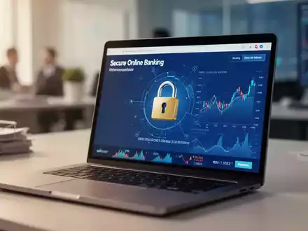 Laptop mit Online-Banking-Oberfläche und Sicherheitssymbol als Konzept für digitale Sicherheit. - Foto: über boerse-global.de
