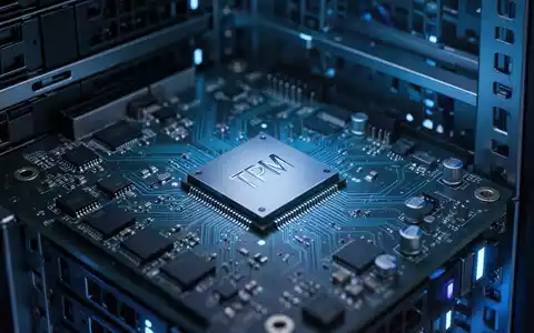 Nahaufnahme einer sicheren Server-Motherboard-Komponente mit TPM-Chip in einer modernen Rechenzentrumsumgebung. - Foto: über boerse-global.de
