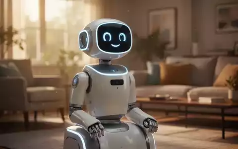 Moderner, freundlicher sozialer Roboter für emotionale Begleitung in einem sonnigen Wohnzimmer. - Foto: über boerse-global.de