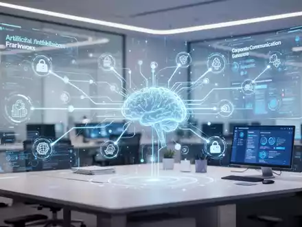 Digitale Visualisierung von KI-Agenten, die sich mit Unternehmenskommunikationssoftware und Datennetzwerken verbinden. - Foto: über boerse-global.de
