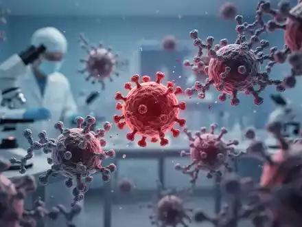 Stilisierte 3D-Darstellung von Immunzellen und Proteinmolekülen in einer medizinischen Forschungsumgebung. - Foto: über boerse-global.de