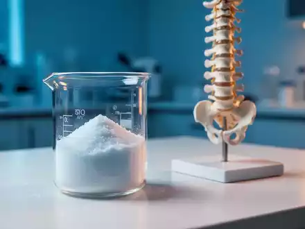 Ein medizinisches Labor-Setting mit Melatonin-Pulver und einem anatomischen Modell der Wirbelsäule. - Foto: über boerse-global.de