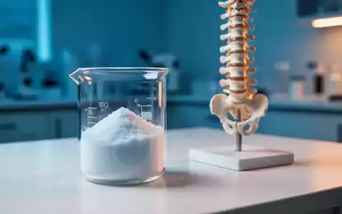 Ein medizinisches Labor-Setting mit Melatonin-Pulver und einem anatomischen Modell der Wirbelsäule. - Foto: über boerse-global.de