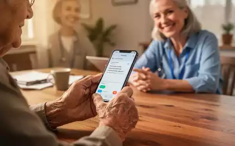 Ein ehrenamtlicher Helfer unterstützt eine ältere Person bei der Bedienung eines Smartphones. - Foto: über boerse-global.de