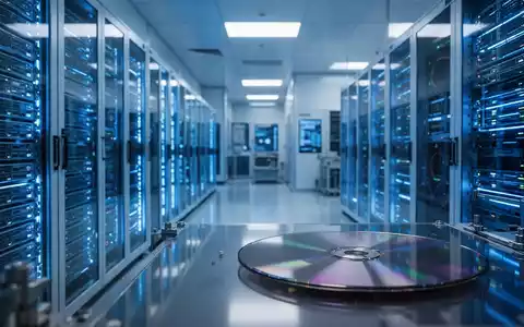 Hightech-Halbleiterfertigungsanlage mit leuchtenden Serverracks und Siliziumwafern als KI-Infrastruktur. - Foto: ĂŒber boerse-global.de