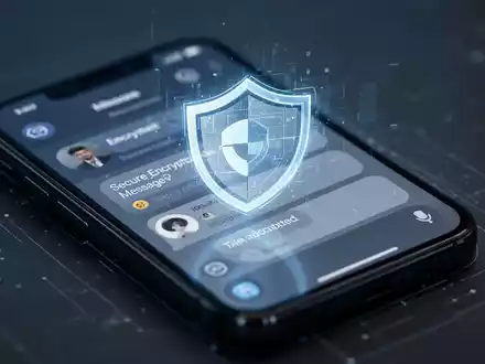 Ein Smartphone-Bildschirm mit einem digitalen Schutzschild-Symbol als Metapher für WhatsApp-Sicherheit. - Foto: über boerse-global.de