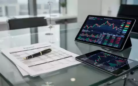 Finanzunterlagen, Stift und Tablet mit Börsengrafiken auf einem modernen Schreibtisch als Symbol für Bilanzierung. - Foto: über boerse-global.de