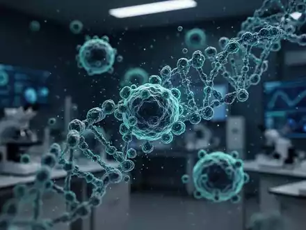 Holografische Darstellung komplexer zellulärer Strukturen und DNA-Stränge in einem modernen Forschungslabor. - Foto: über boerse-global.de