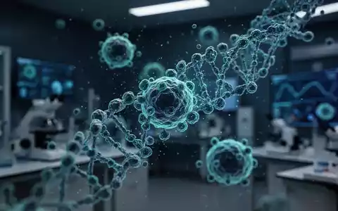 Holografische Darstellung komplexer zellulärer Strukturen und DNA-Stränge in einem modernen Forschungslabor. - Foto: über boerse-global.de